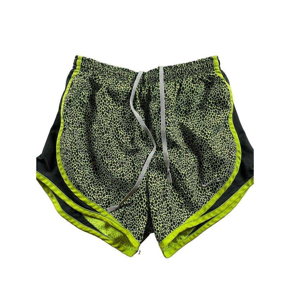 Nike Dri Fit Running Athletic Shorts Size XS Neon Green & Black Drawstring